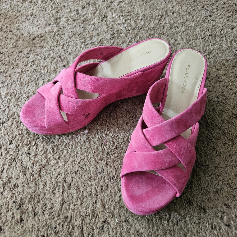 Pelle Moda Pink Suede Sandals - Picture 2 of 5